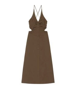 Ganni Robe Longue Coton Organique Teak