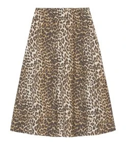 Ganni Jupe Longue Coton Organique Léopard