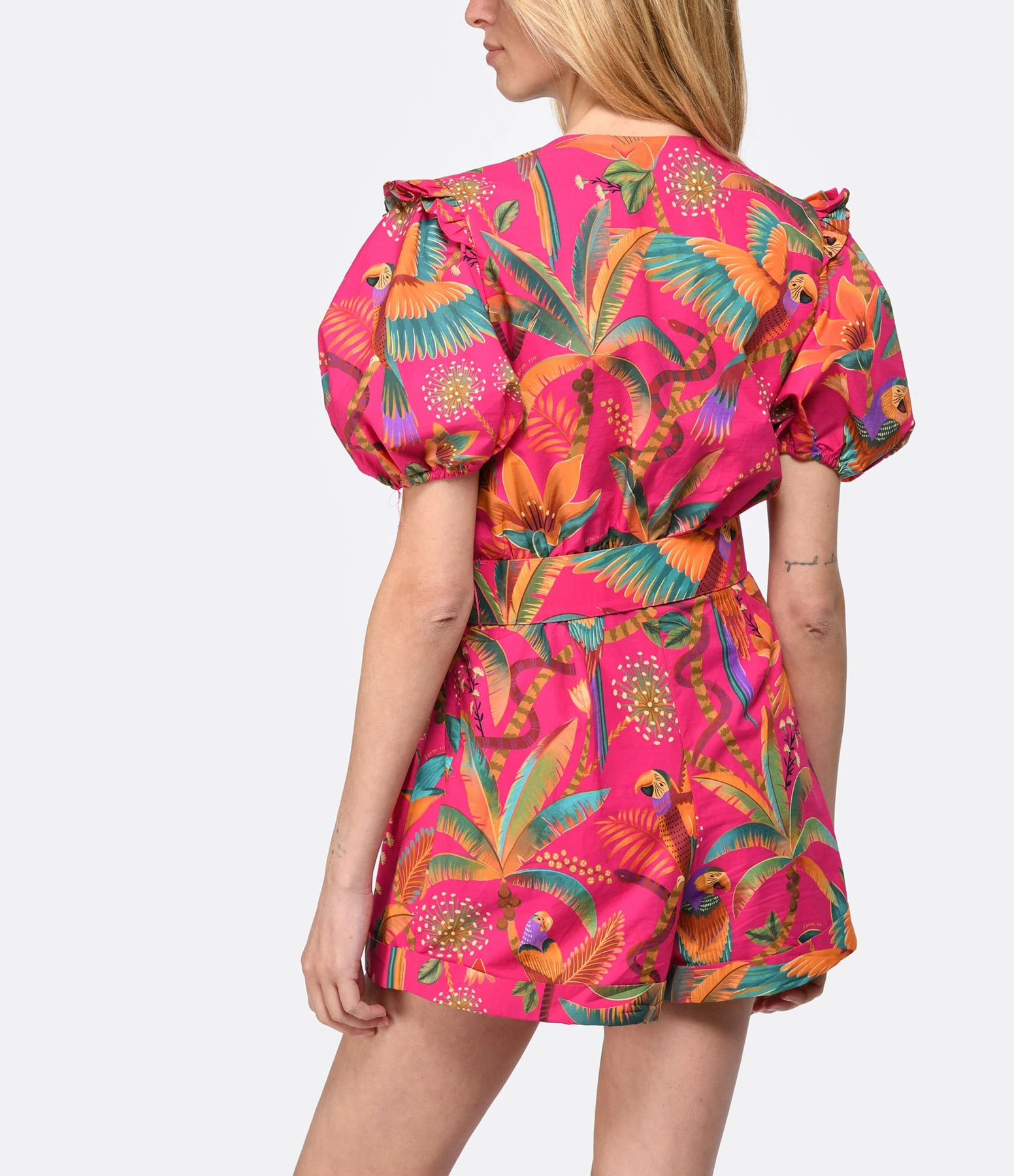 Farm Rio Combinaison Short Macaw Coton Rose 6 Farm Rio Combinaison Short Macaw Coton Rose – Image 4