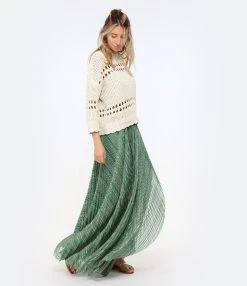 FORTE_FORTE Jupe Longue Lurex Émeraude -ANINE BING Boutique fof10 look20230117 508