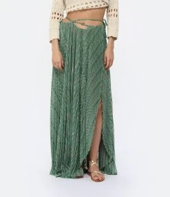 FORTE_FORTE Jupe Longue Lurex Émeraude -ANINE BING Boutique fof10 look20230117 517