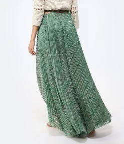 FORTE_FORTE Jupe Longue Lurex Émeraude -ANINE BING Boutique fof10 look20230117 521