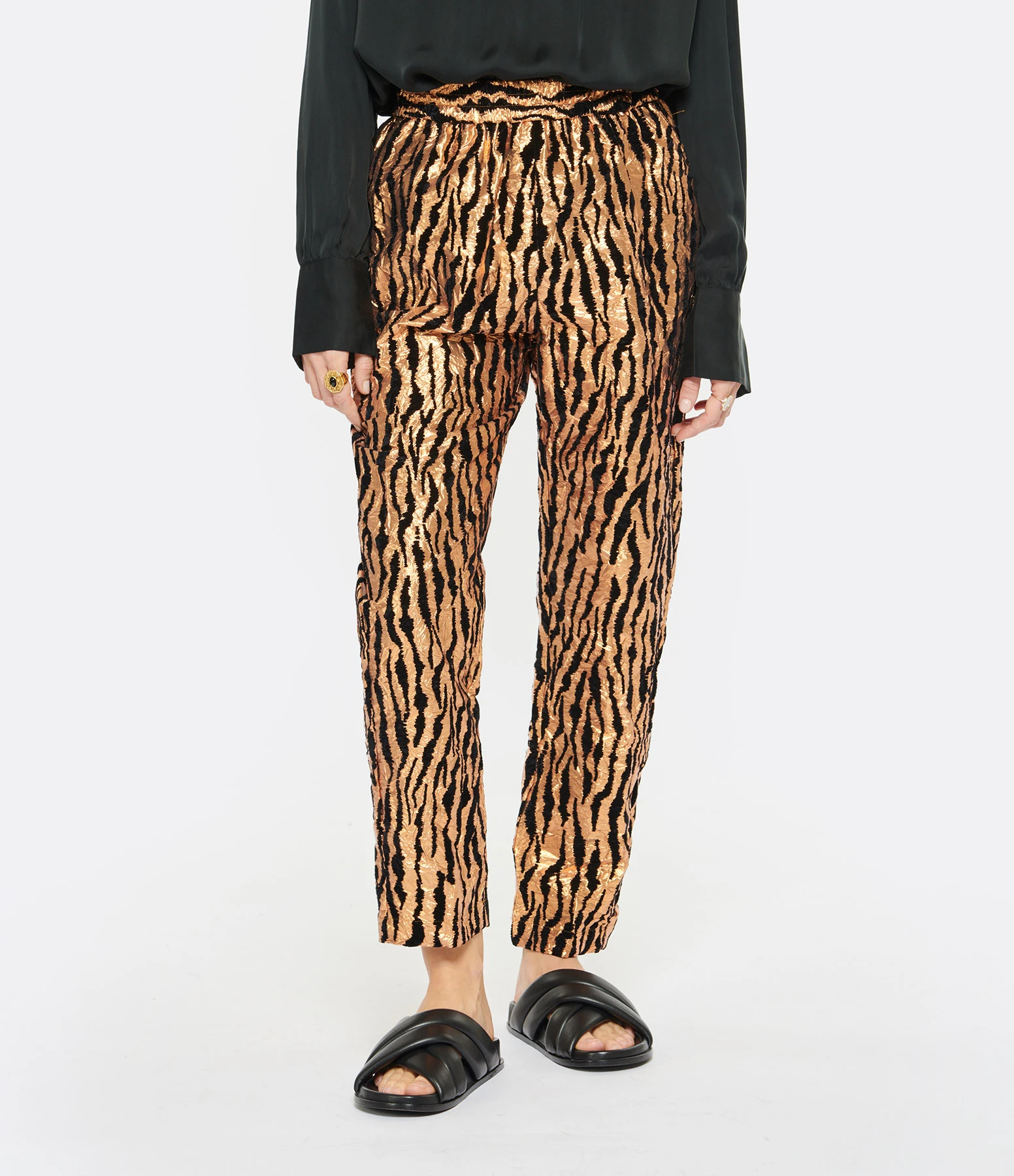 FORTE_FORTE Pantalon Lurex Imprimé Marron 6 FORTE_FORTE Pantalon Lurex Imprimé Marron – Image 4