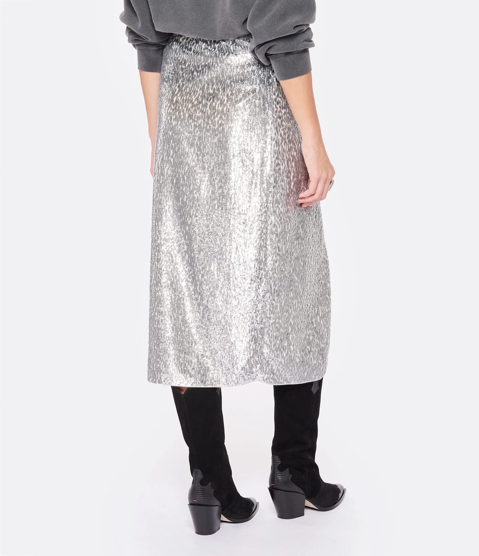 FORTE_FORTE Jupe Encanto Lurex Argenté Estrella 7 FORTE_FORTE Jupe Encanto Lurex Argenté Estrella – Image 5
