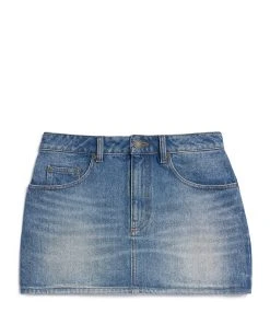 AMI Paris Jupe Courte Coton Bleu Usé