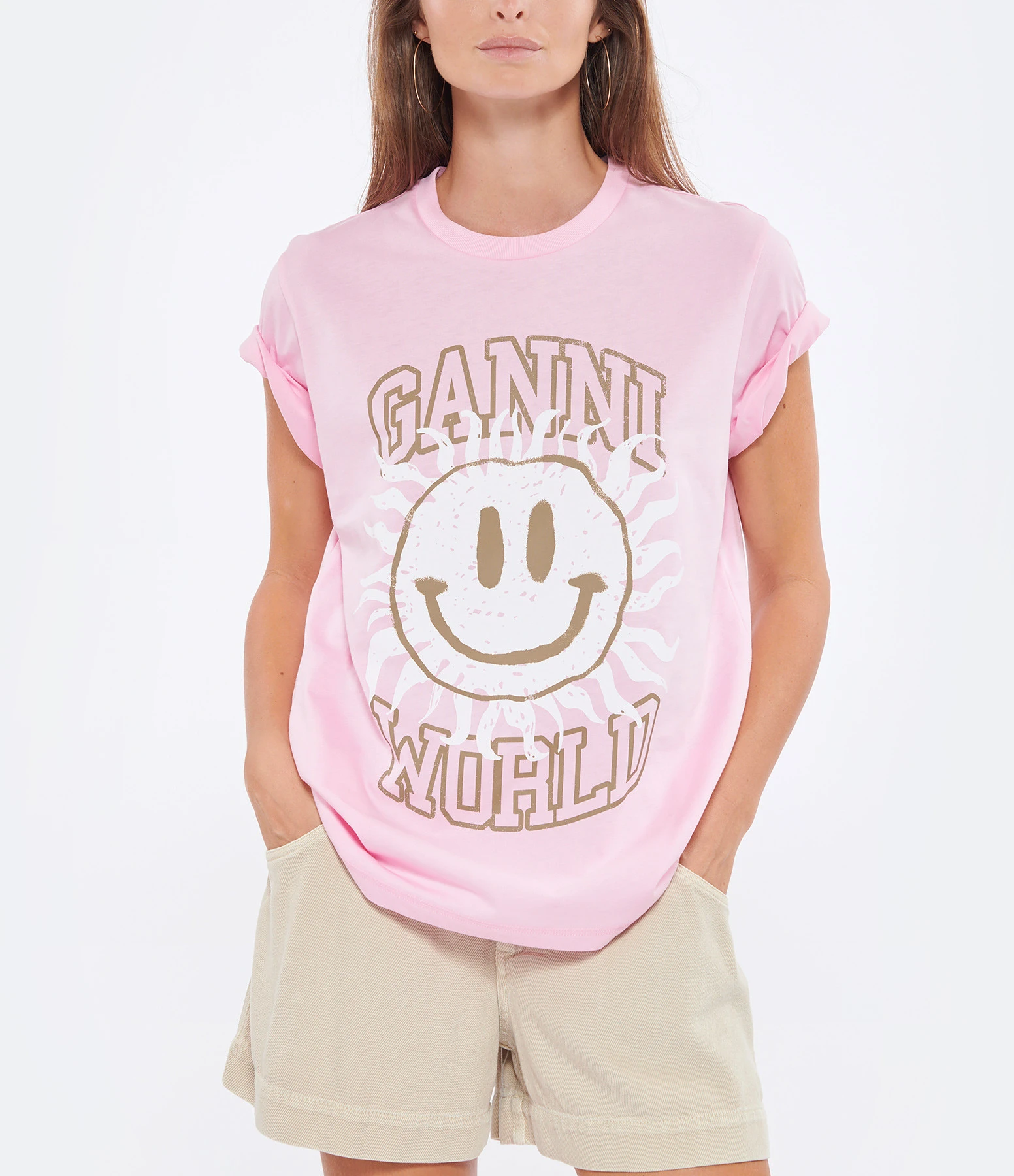 Ganni Tee-shirt Smiley Coton Organique Lilac Sachet 4 Ganni Tee-shirt Smiley Coton Organique Lilac Sachet – Image 2