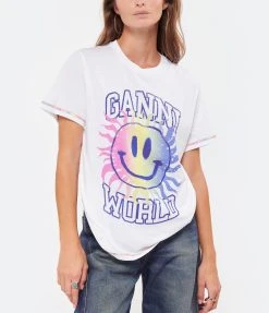 Ganni Tee-shirt Smiley Coton Organique Bright White 9 Ganni Tee-shirt Smiley Coton Organique Bright White -ANINE BING Boutique ganni look20220913 151