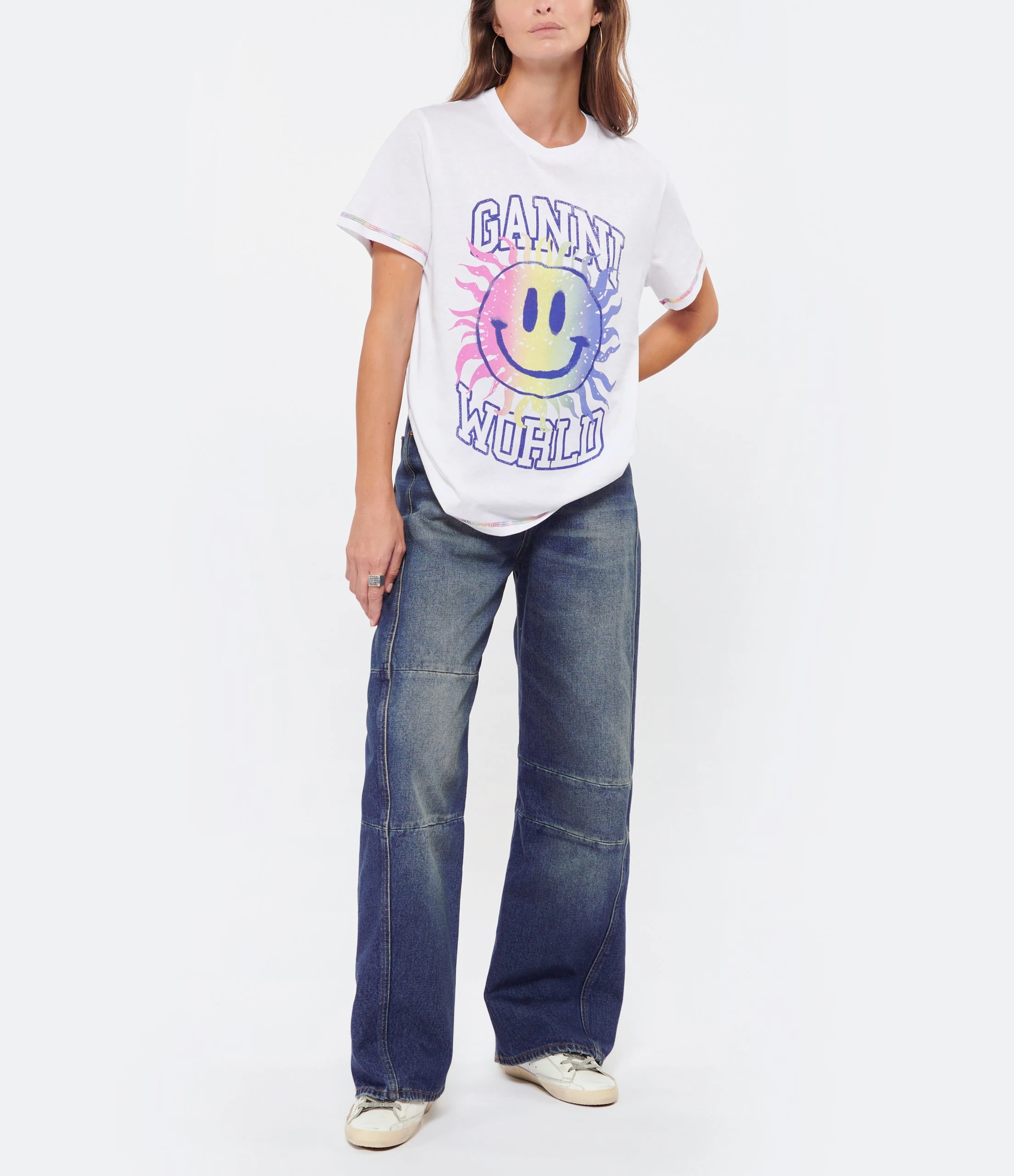 Ganni Tee-shirt Smiley Coton Organique Bright White 6 Ganni Tee-shirt Smiley Coton Organique Bright White – Image 4