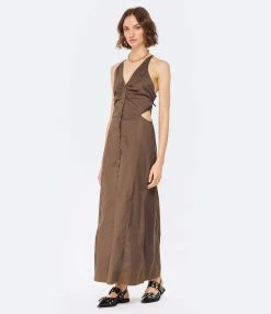 Ganni Robe Longue Coton Organique Teak -ANINE BING Boutique ganni look20221205 181