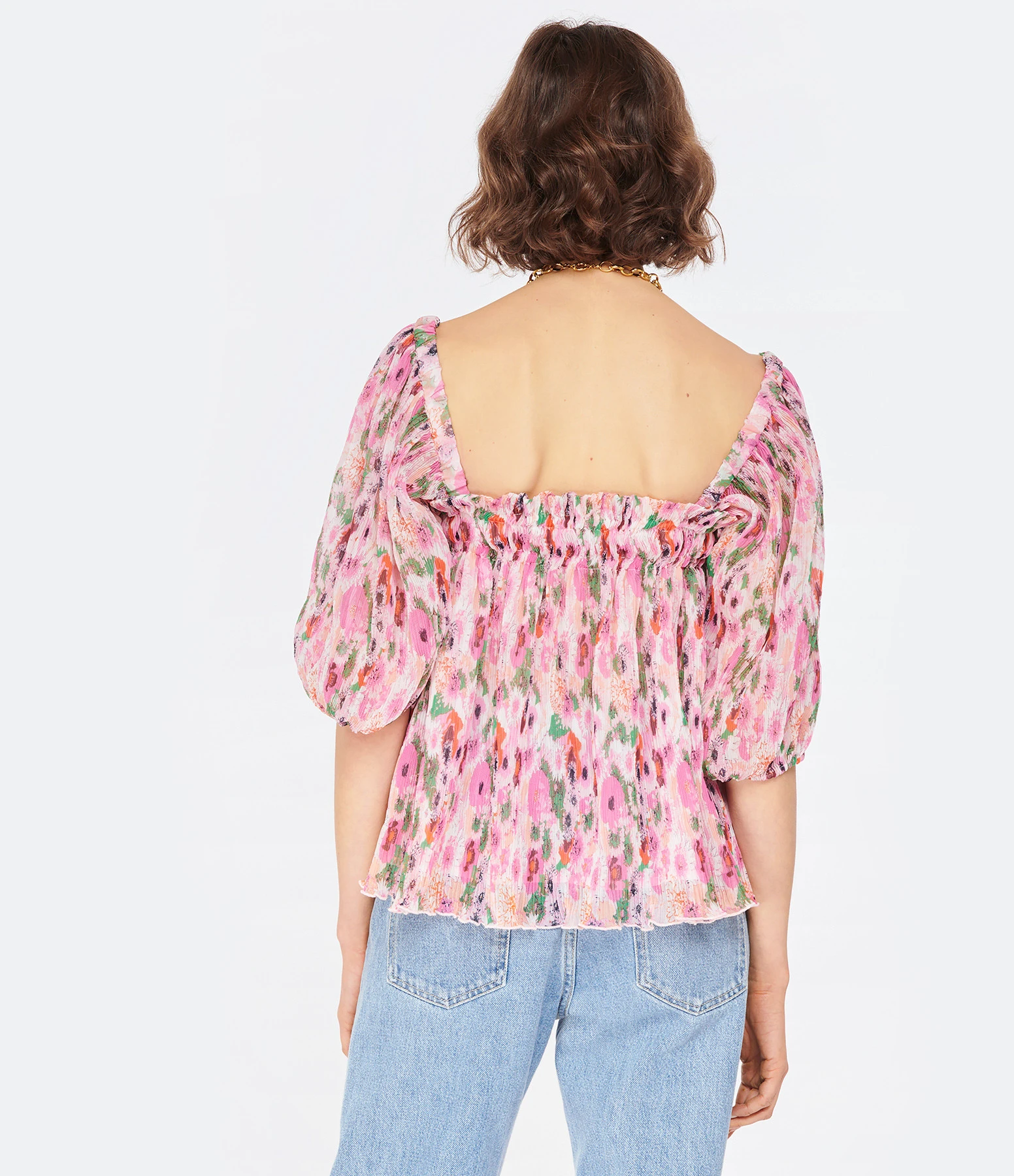 Ganni Top Manches Bouffantes Georgette Sugar Plum 6 Ganni Top Manches Bouffantes Georgette Sugar Plum – Image 4