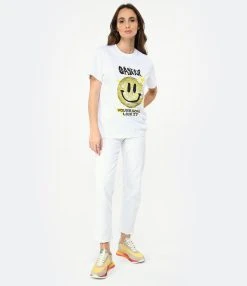 Ganni Tee-shirt Smiley Coton Organique Blanc -ANINE BING Boutique ganni look20221227 187