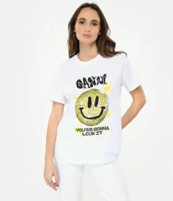 Ganni Tee-shirt Smiley Coton Organique Blanc -ANINE BING Boutique ganni look20221227 188