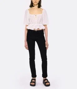 Ganni Top Court Broderie Anglaise Coton Organique Blanc -ANINE BING Boutique ganni look20230223 84