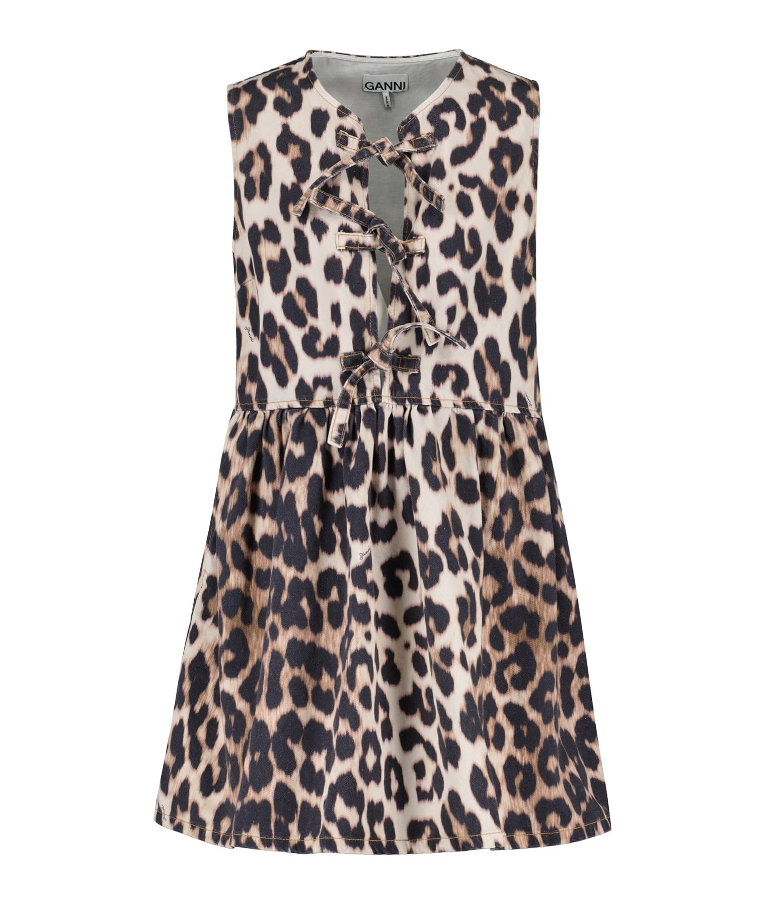 Ganni Robe Denim Coton Organique Léopard 3 Ganni Robe Denim Coton Organique Léopard