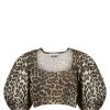 Ganni Top Court Coton Organique Léopard