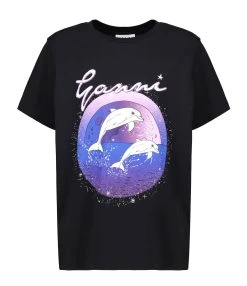 Tee-shirt Ganni Coton Organique Noir