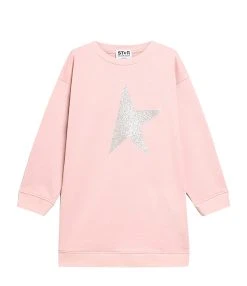Golden Goose Robe Sweatshirt Enfant Star Coton Rose Argenté