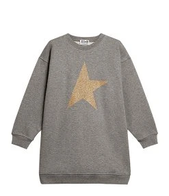 Golden Goose Robe Sweatshirt Enfant Star Coton Gris Doré