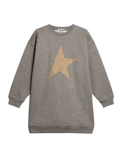 Golden Goose Robe Sweatshirt Enfant Star Coton Gris Doré