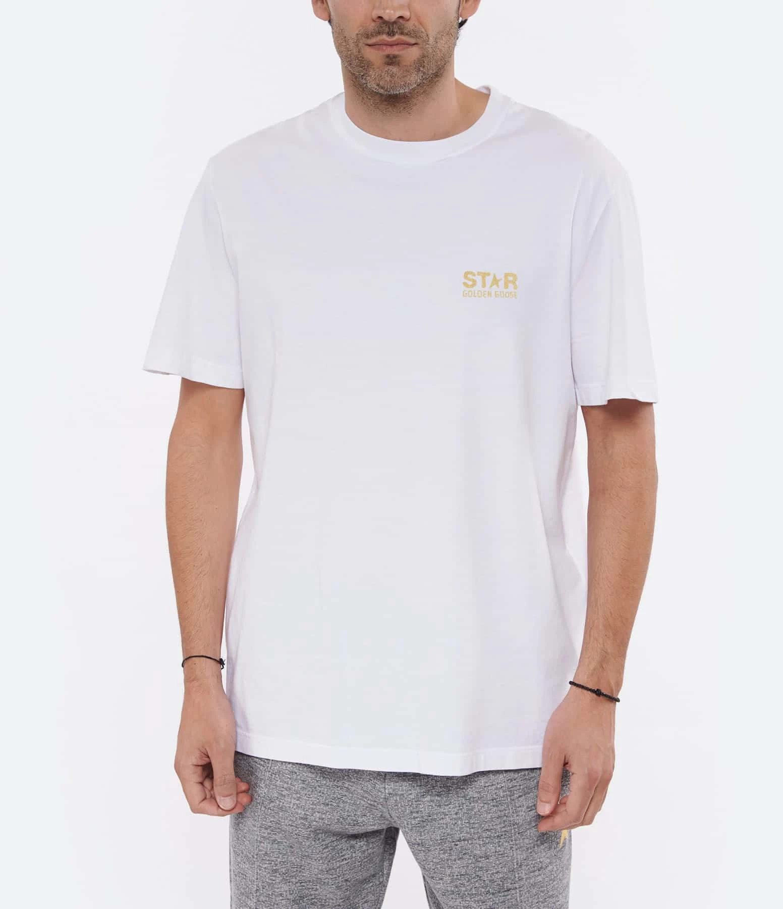 Golden Goose Tee-shirt Homme Big Star Coton Blanc Doré 6 Golden Goose Tee-shirt Homme Big Star Coton Blanc Doré – Image 4