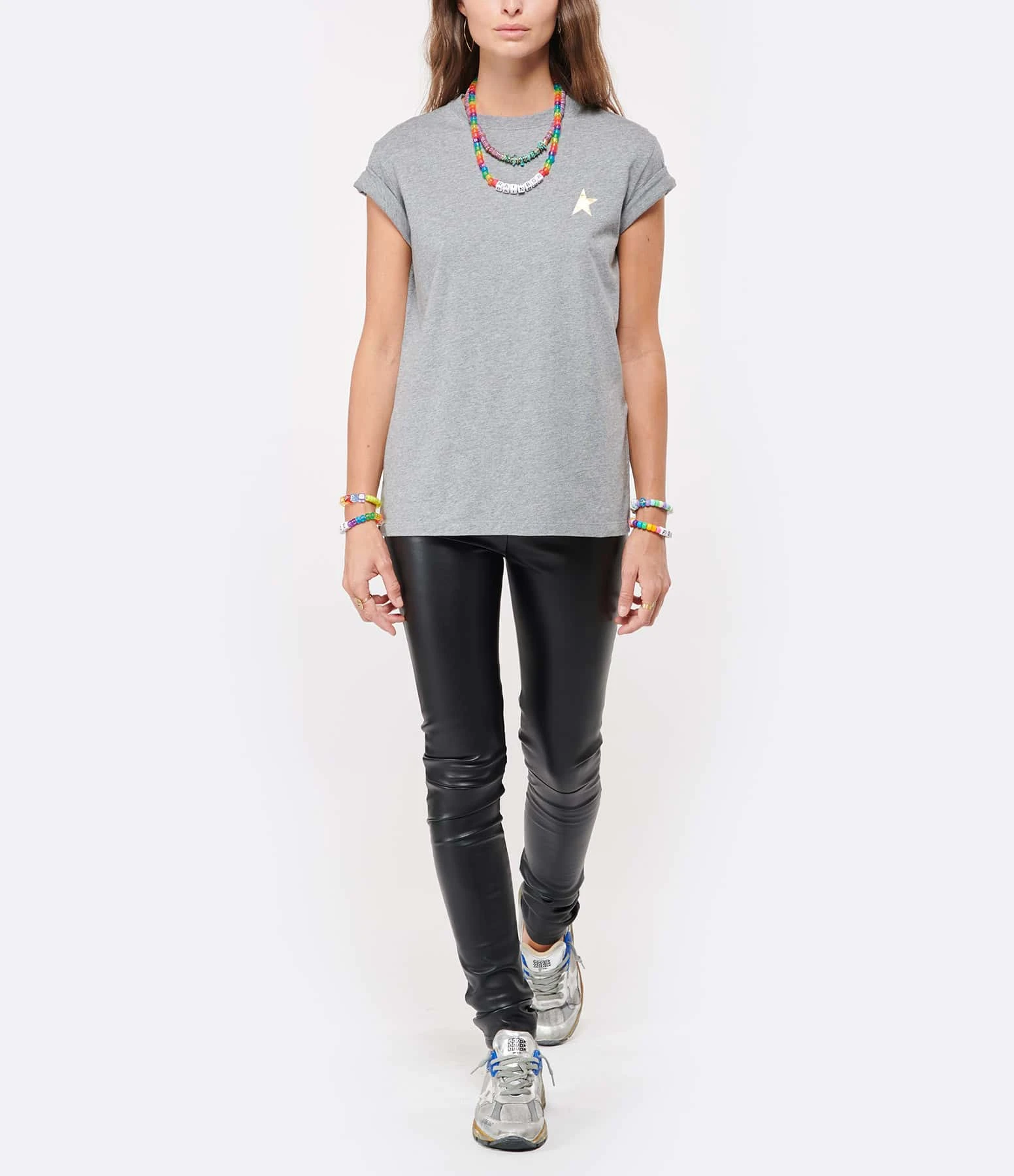 Golden Goose Tee-shirt Étoile Coton Gris Doré 6 Golden Goose Tee-shirt Étoile Coton Gris Doré – Image 4