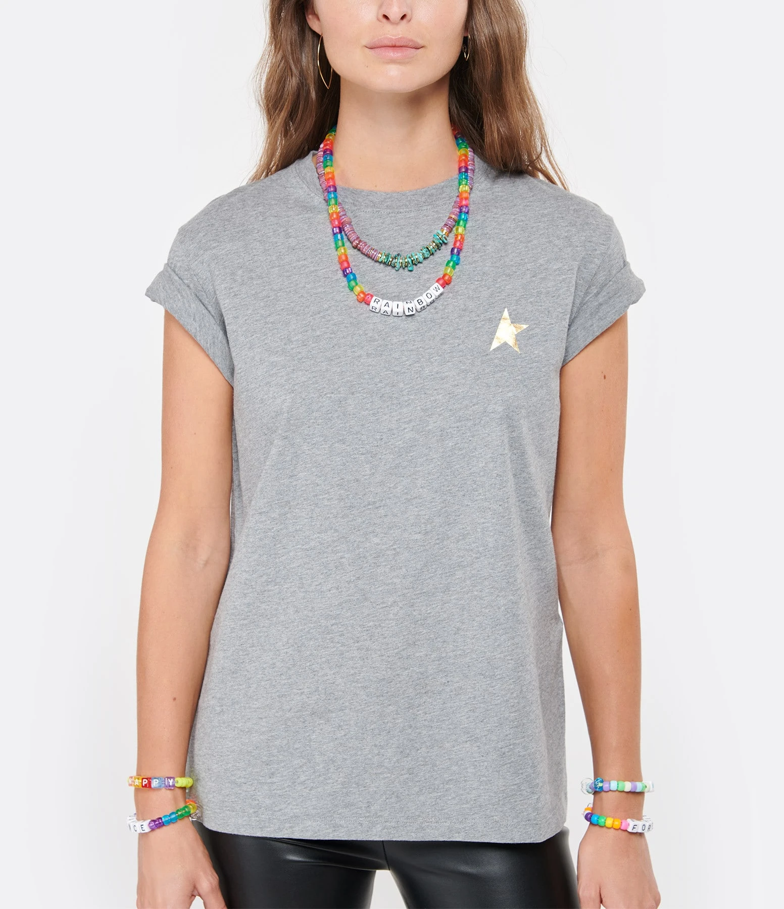Golden Goose Tee-shirt Étoile Coton Gris Doré 5 Golden Goose Tee-shirt Étoile Coton Gris Doré – Image 3