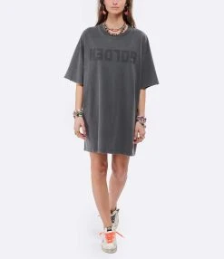 Golden Goose Robe Tee-shirt Golden Coton Anthracite -ANINE BING Boutique golde look20220202 10