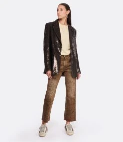 Golden Goose Jean Golden Coton Léopard Noir -ANINE BING Boutique golde look20221125 301