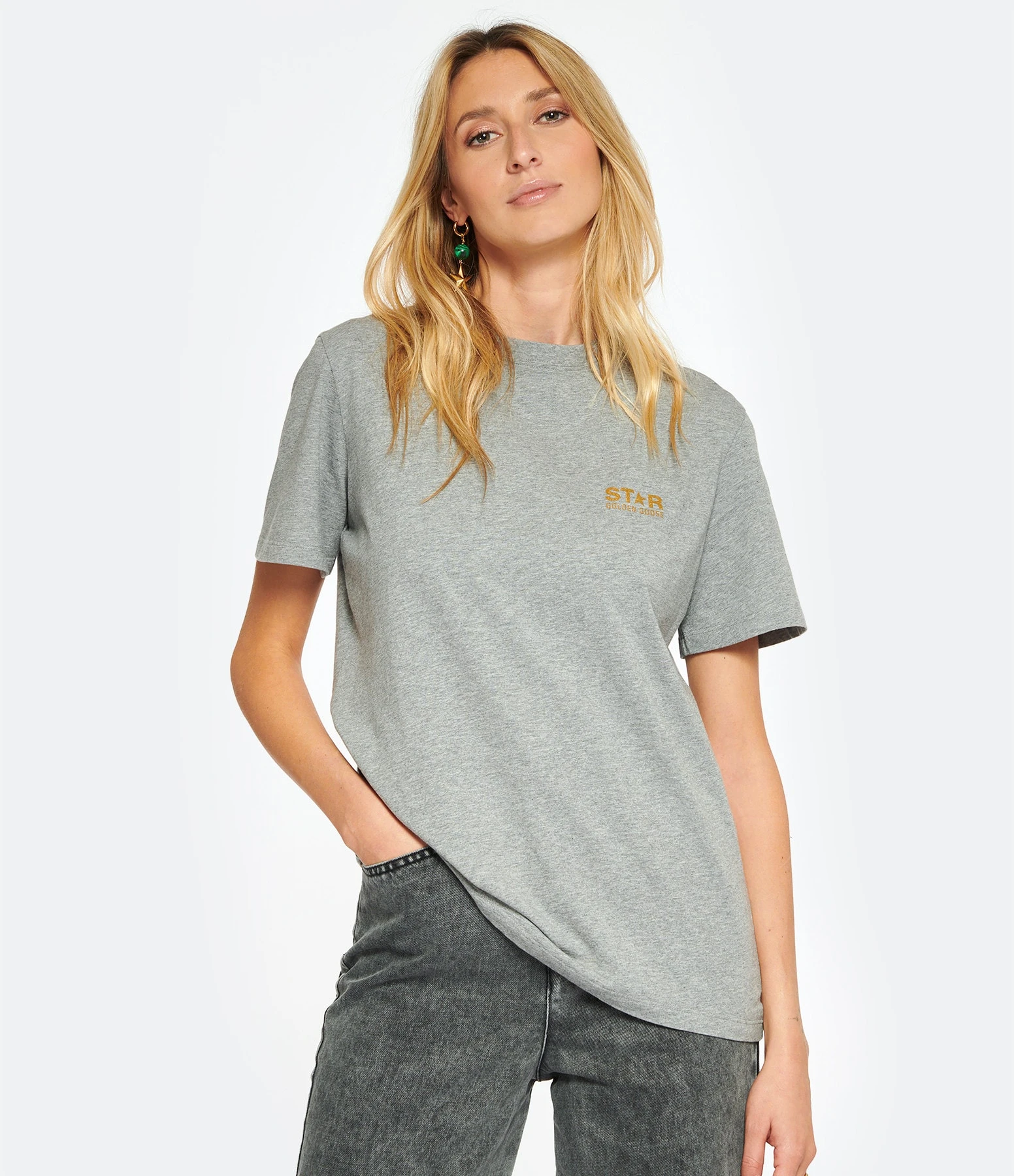 Golden Goose Tee-shirt Big Star Coton Gris 5 Golden Goose Tee-shirt Big Star Coton Gris – Image 3