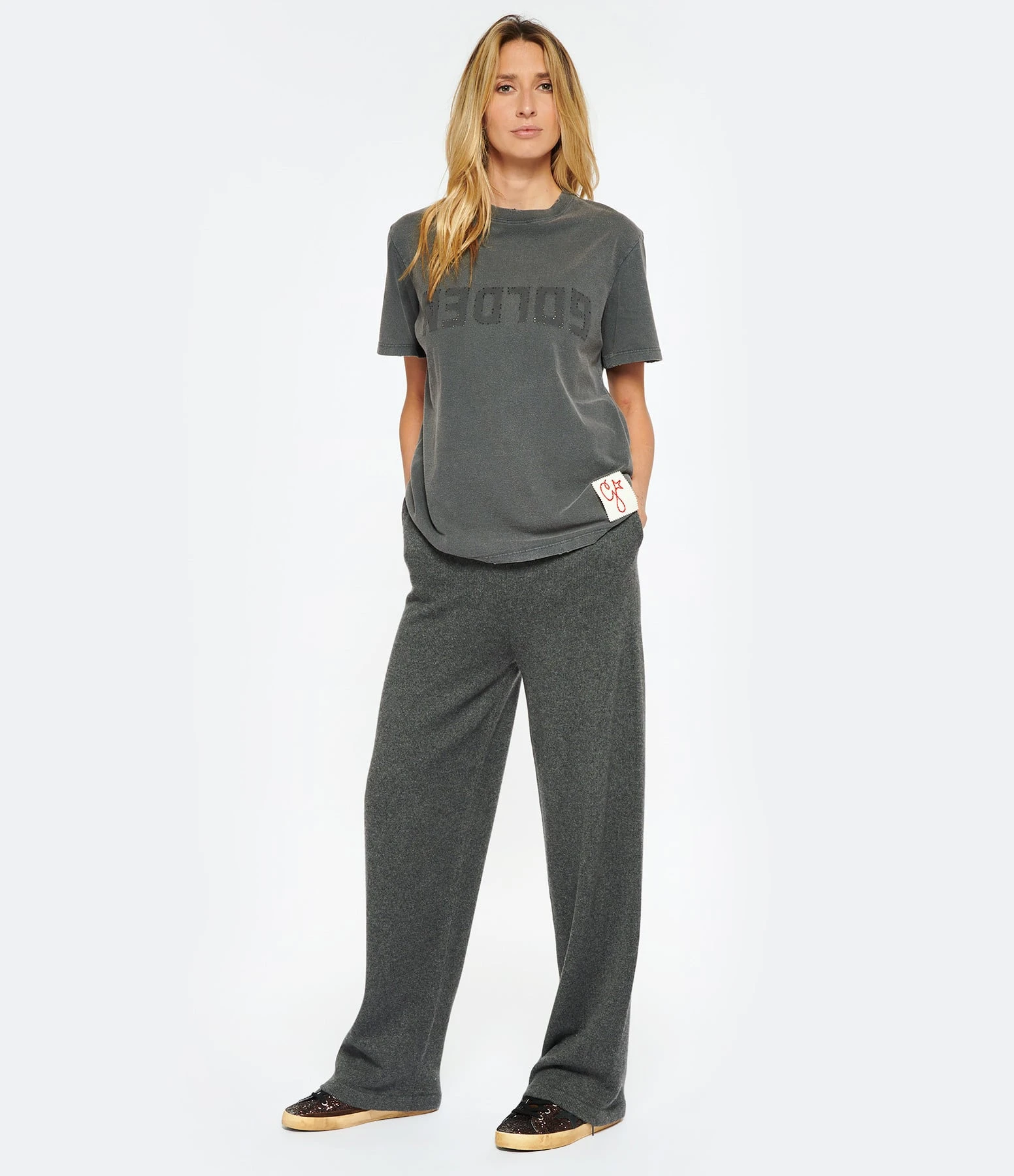 Golden Goose Tee-shirt Golden Logo Coton Anthracite 6 Golden Goose Tee-shirt Golden Logo Coton Anthracite – Image 4