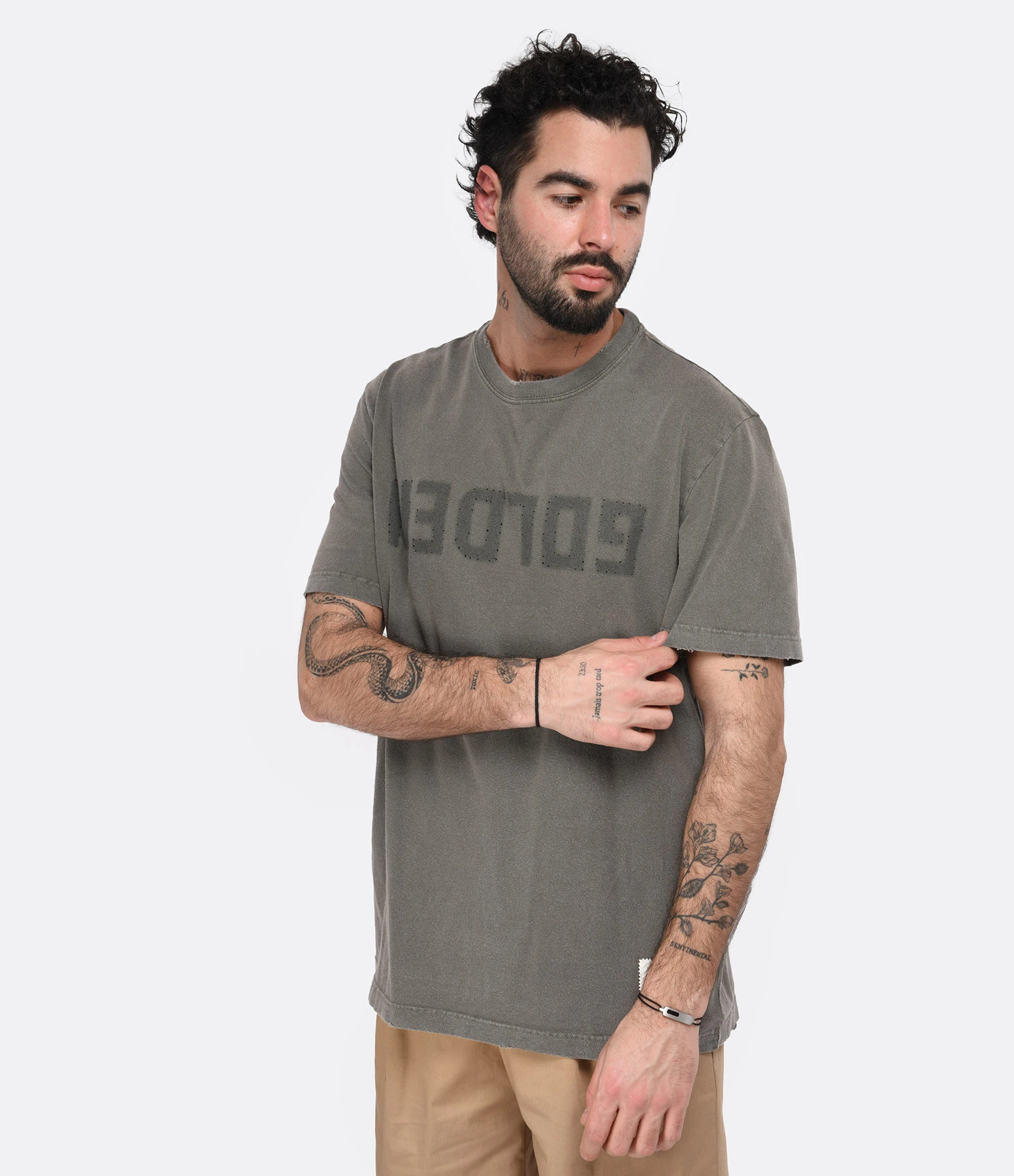 Golden Goose Tee-shirt Golden Homme Coton Olive 5 Golden Goose Tee-shirt Golden Homme Coton Olive – Image 3