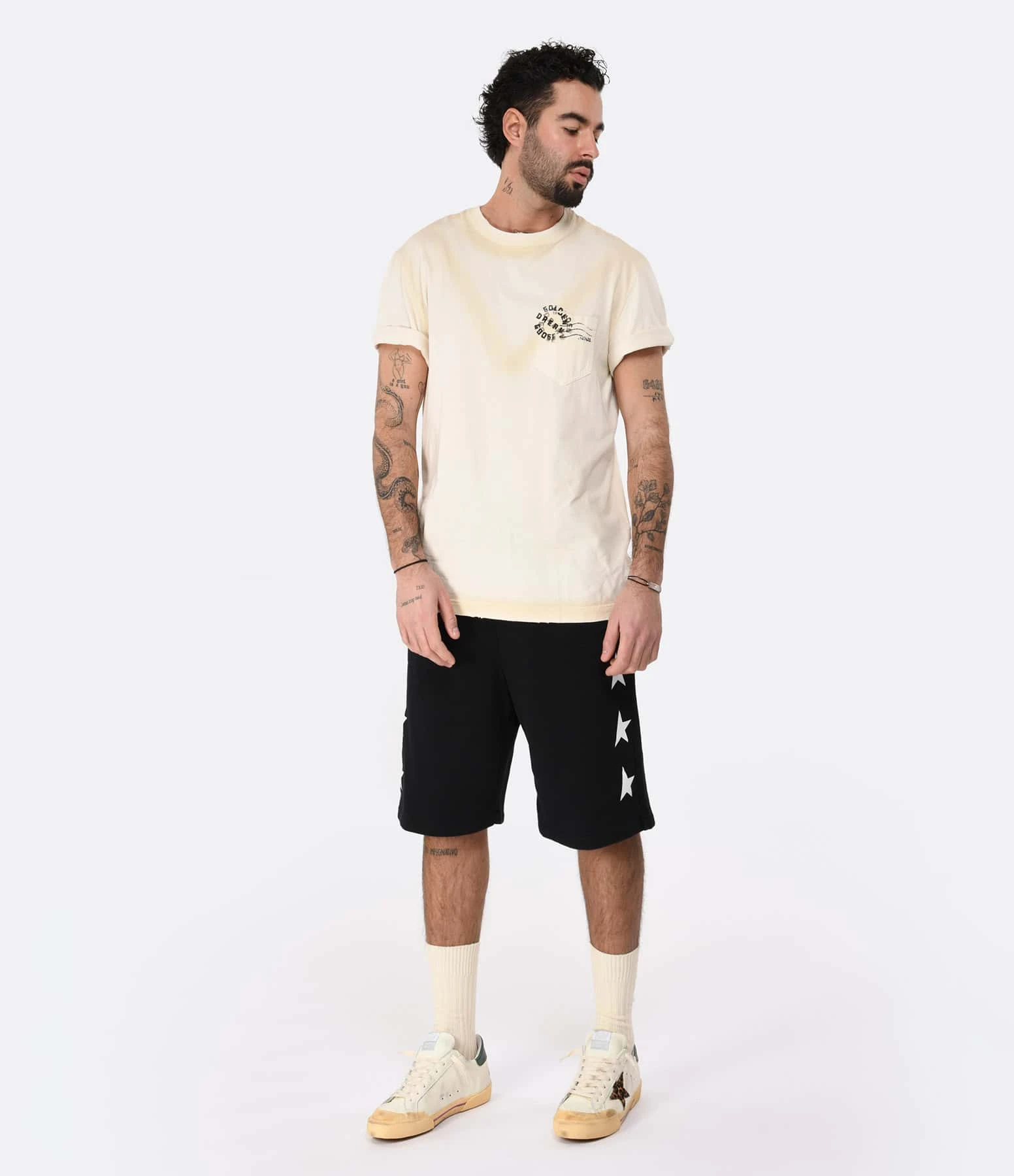 Golden Goose Tee-shirt Journey Homme Coton Écru 7 Golden Goose Tee-shirt Journey Homme Coton Écru – Image 5