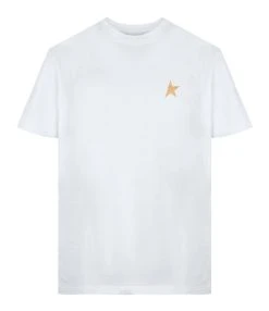 Golden Goose Tee-shirt Ătoile Coton Blanc DorĂ©