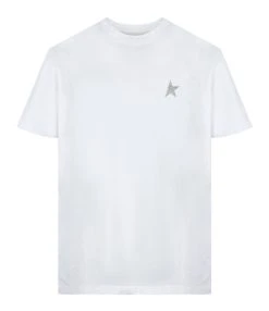 Golden Goose Tee-shirt Ătoile Coton Blanc ArgentĂ©