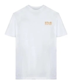 Golden Goose Tee-shirt Big Star Coton Blanc Doré