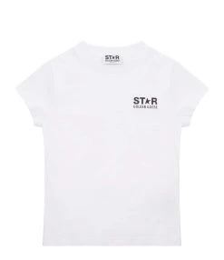 Golden Goose Tee-shirt Enfant Star Coton Blanc Noir