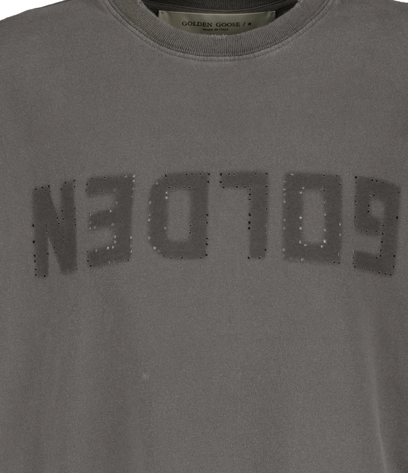 Golden Goose Tee-shirt Golden Logo Coton Anthracite 4 Golden Goose Tee-shirt Golden Logo Coton Anthracite – Image 2