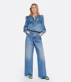 HALFBOY Jean Large Coton Bleu -ANINE BING Boutique halfb look20230207 309