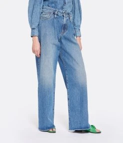 HALFBOY Jean Large Coton Bleu -ANINE BING Boutique halfb look20230207 315