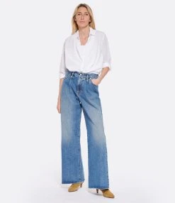 HALFBOY Jean Large Coton Bleu -ANINE BING Boutique halfb look20230207 358