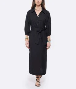 HANA SAN Robe Chemise Penelope Noir -ANINE BING Boutique hanas look20220323 398