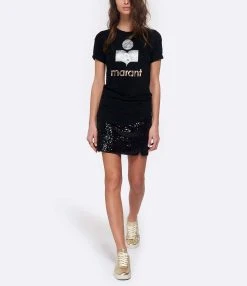 MARANT ÉTOILE Tee-shirt Koldi Lin Noir Argenté Rose -ANINE BING Boutique imara look20190124 71 1 2