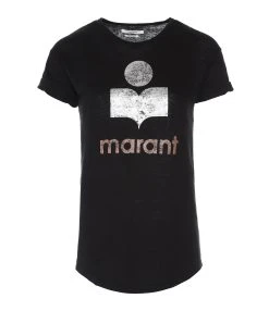 MARANT ÉTOILE Tee-shirt Koldi Lin Noir Argenté Rose