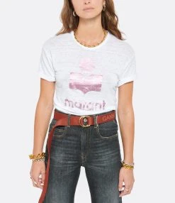 MARANT ÉTOILE Tee-shirt Koldi Lin Blanc Rose -ANINE BING Boutique imare look20210525 165 1