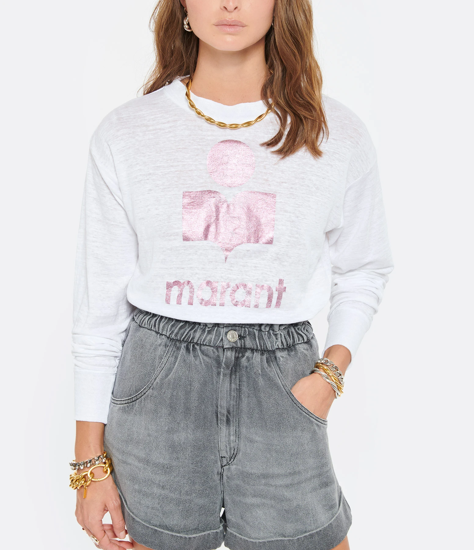 MARANT ÉTOILE Tee-shirt Klowia Lin Blanc Rose 5 MARANT ÉTOILE Tee-shirt Klowia Lin Blanc Rose – Image 3