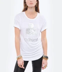 MARANT ÉTOILE Tee-shirt Koldi Lin Blanc Argenté -ANINE BING Boutique imare look20211110 180 1