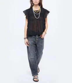 MARANT ÉTOILE Top Layona Coton Organique Noir -ANINE BING Boutique imare look20211216 231 1