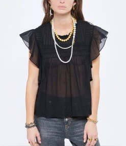 MARANT ÉTOILE Top Layona Coton Organique Noir -ANINE BING Boutique imare look20211216 234 1