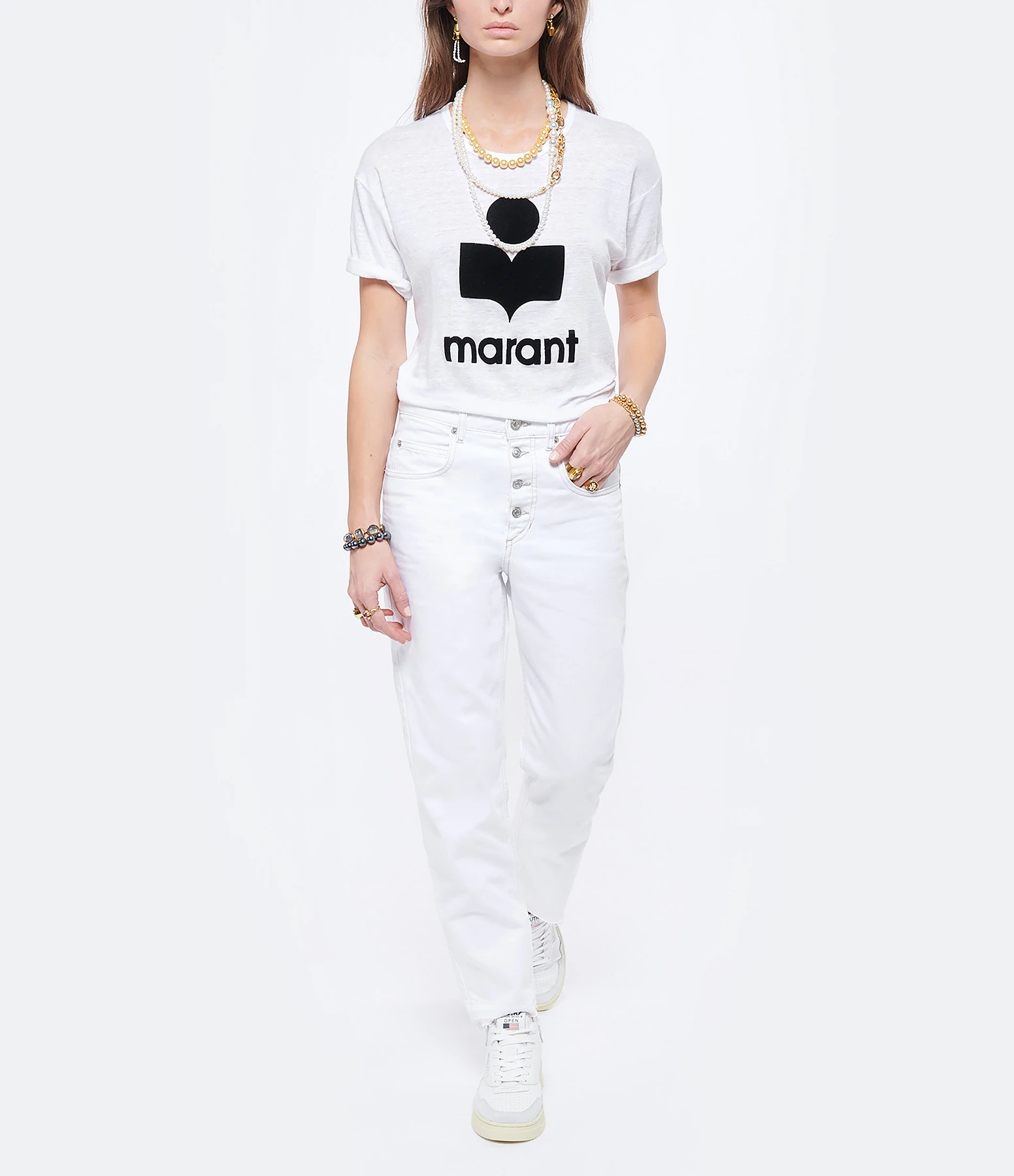 MARANT ÉTOILE Tee-shirt Koldi Lin Blanc Noir 8 MARANT ÉTOILE Tee-shirt Koldi Lin Blanc Noir – Image 6