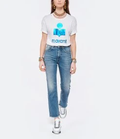MARANT ÉTOILE Tee-shirt Koldi Lin Blanc Bleu -ANINE BING Boutique imare look20220111 55